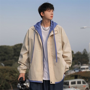 新款假两件外套男春秋款ins风潮流防风冲锋衣夹克JK0219-P65图片