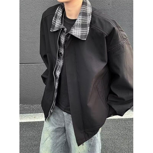 常规款长袖复古拼接外套男春季格子夹克 J643 P70图片