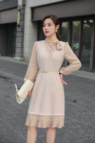 春装拼色连衣裙，女装连衣裙，千禧宏运