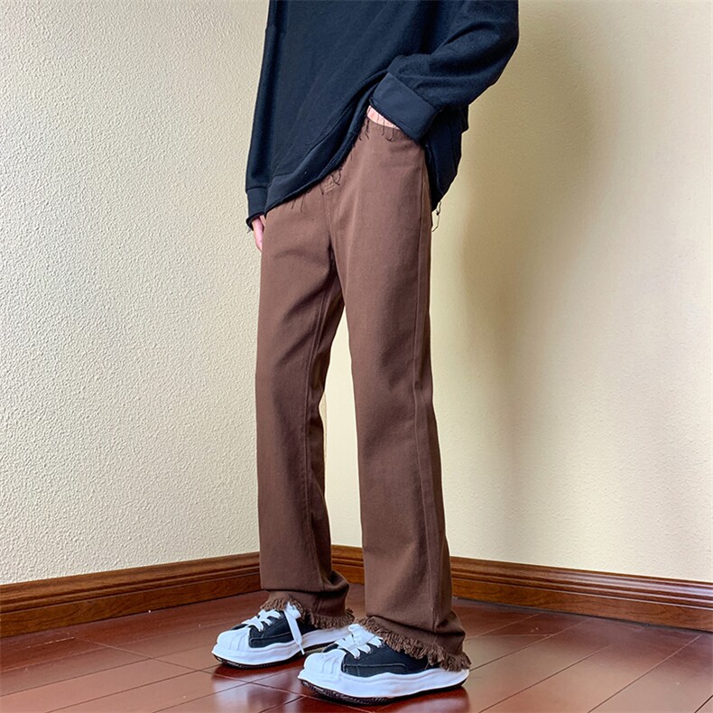 B221美式ins高街小众百搭休闲毛边微喇牛仔裤LK23004-P55控78,男装牛仔裤,电商B221