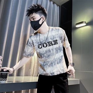 扎染印花短袖T恤男痞帅高级感潮牌社会小伙半袖301C-DT98-P48控68图片
