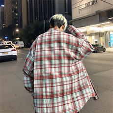 衬衫男春季新款港风宽松磨毛格子长袖衬衣CS602-特P28无差价，男装衬衫，星座214-3