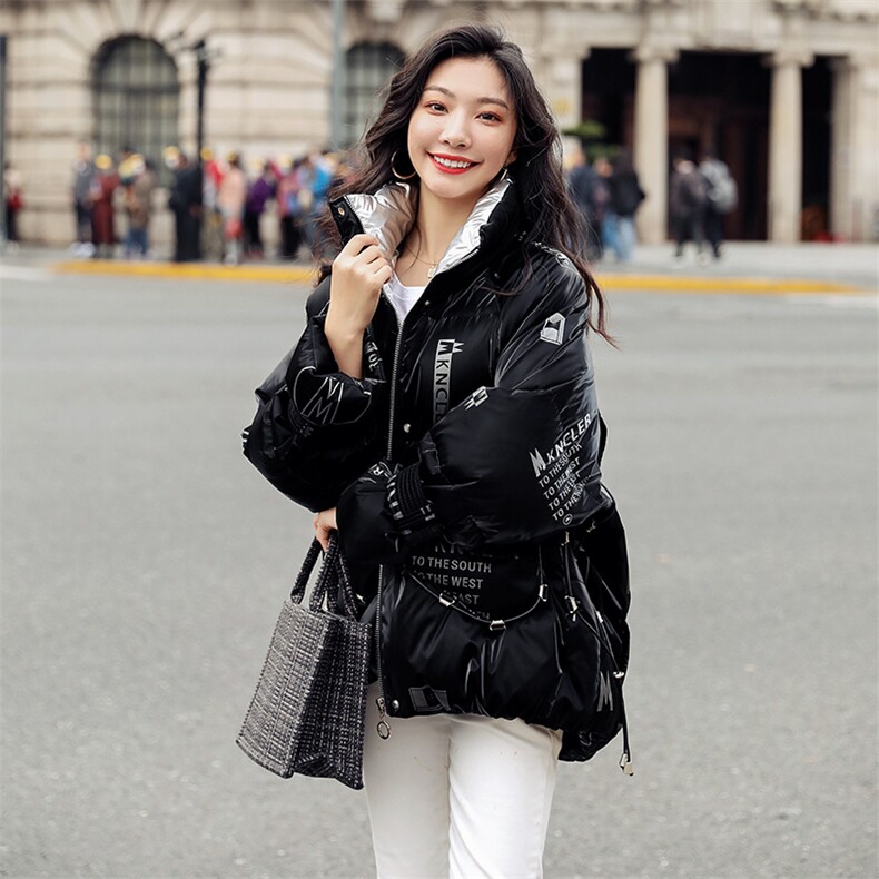 时尚保暖女士亮面印花字母羽绒服冬季新款轻薄显瘦外套,女装羽绒服,阿舍尔精品