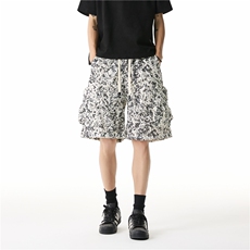 扎染华夫格运动短裤男夏季宽松直筒百搭休闲五分裤子310A-507-P25，男装牛仔裤，四季星座310A