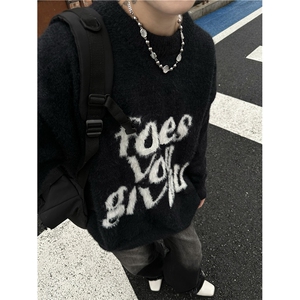 慵懒风宽松潮牌毛衣男秋冬季高街复古套头针织衫毛线衣 M1641-P52图片