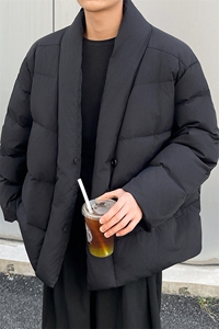 YR099-P235 【有报告】90白鸭绒羽绒服短款v领男士大码面包服图片