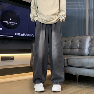 美式复古渐变牛仔裤男款秋季ins潮牌宽松直筒阔腿长裤 K7293-P45图片