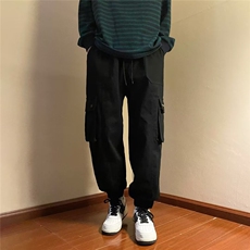 日系工装裤男秋春秋美式复古宽松休闲潮牌新款男生束脚裤子-KZ31，男装休闲裤，星座601-2
