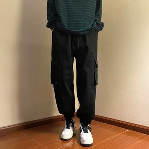 日系工装裤男秋春秋美式复古宽松休闲潮牌新款男生束脚裤子-KZ31图片