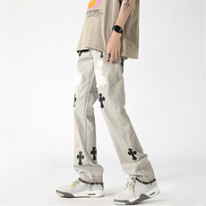 潮流美式刺绣嘻哈高街水洗牛仔裤潮流休闲裤A161-S2357-P60，男装牛仔裤，电商A161