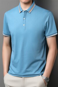 中青年夏季2022薄款男士短袖POLO衫透气丝光商务潮流半袖上衣P48图片