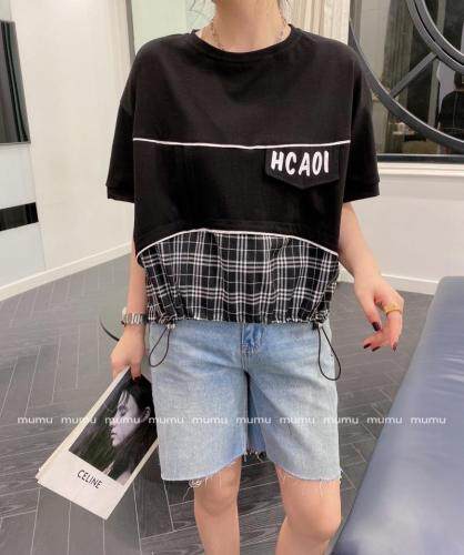 休闲拼接上衣，女装，沐·沐