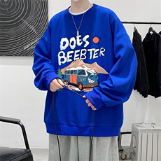 华夫格卫衣圆领卫衣男大码长袖t恤男外套HW76269-P30加绒款-P40，男装卫衣，电商A040