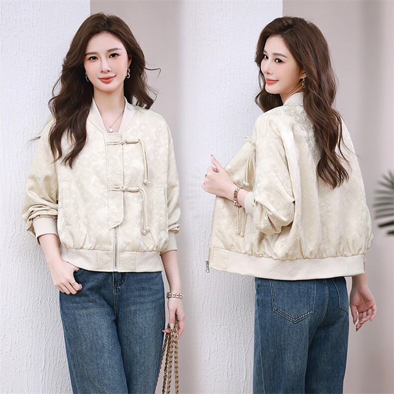 2025春棒球服短外套新中式唐装汉服盘扣外套,女装短外套,3200格调