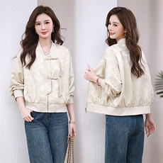 2025春棒球服短外套新中式唐装汉服盘扣外套，女装短外套，3200格调