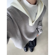 连帽v领针织衫外套男秋冬款高级感痞帅cleanfit慵懒风毛衣M5306，男装针织衫/毛衣，星座1116A（原606A-3）