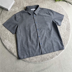 XZ10-TTH455-P48青花扣亚麻混纺棉麻条纹短袖衬衫老钱风cleanfit，男装T恤，星座1005-1