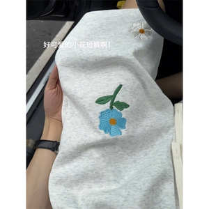 B221 美式ins高街刺绣小花休闲短裤五分裤 LK25544-特P25控58.8图片