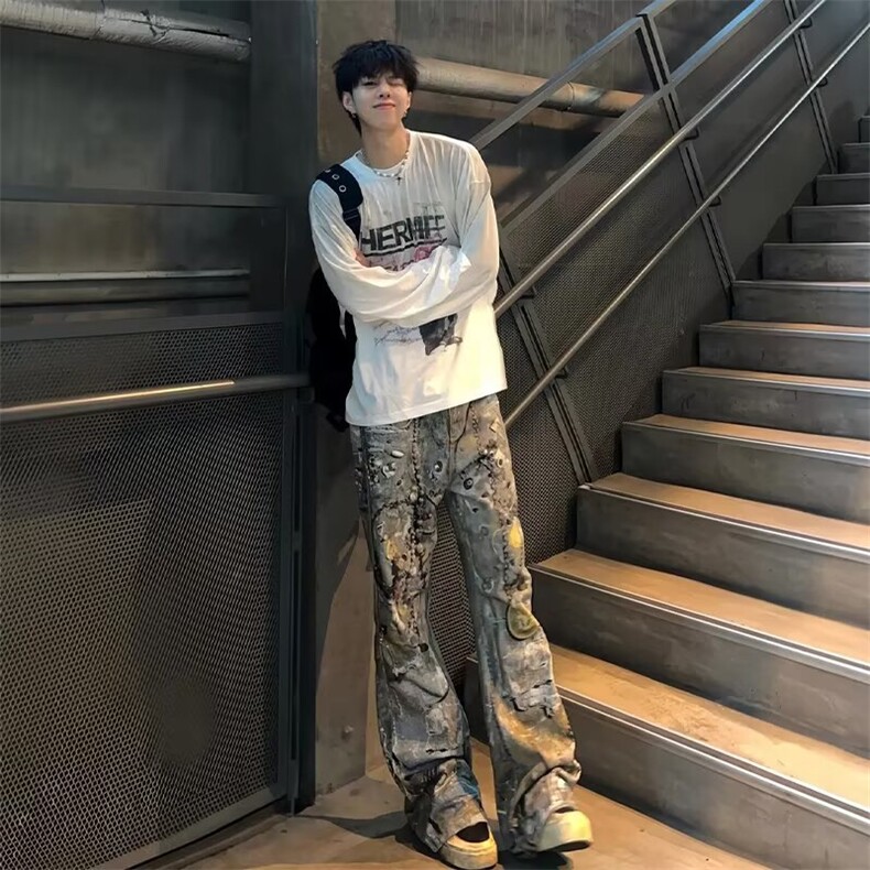 印花秋冬卫衣男2025年春秋季韩版新款圆领宽松上衣chic港风潮流,男装针织衫/毛衣,四季星座505