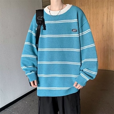 情侣装线衣秋冬港风潮流新款ins韩版条纹针织衫毛衣男M662-P40，男装针织衫/毛衣，星座512-3