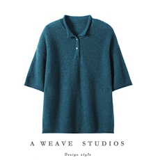 2025年秋季新款元宝针POLO领针织羊绒上衣时尚休闲通勤百搭，女装羊绒衫，隆秋羊绒