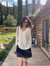 2025宽松短裤高腰阔腿通勤五分裤中裤，女装休闲裤，湘姗