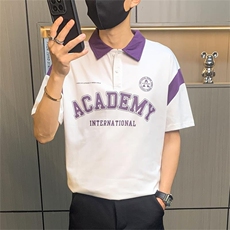 PL068-P40社会小伙翻领POLO衫短袖男青少年夏季学院风休闲宽松t恤，男装T恤，电商D310B-1