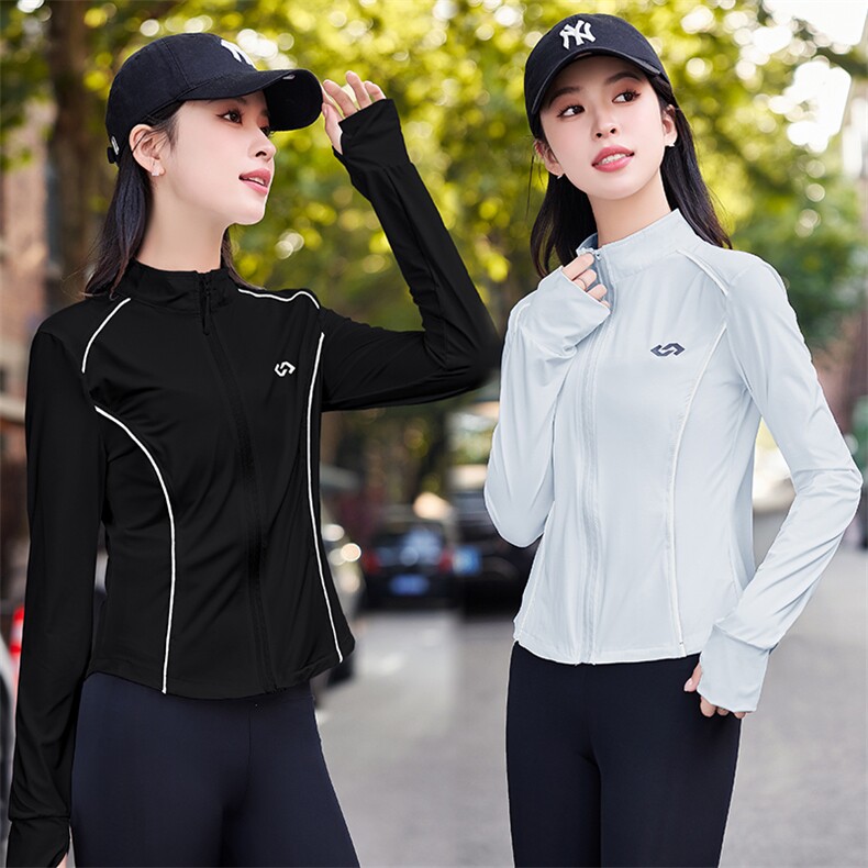 现货2024新款BAO款热卖韩版冰冷透气清爽遮阳防晒衣休闲瑜伽服，女装防晒衣，星宇服饰