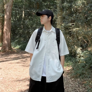 男夏季日系港风潮流宽松百搭高街潮牌青少年短袖衬衣外套 C406图片