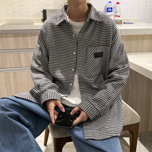 男春季衬衫千鸟格长袖衬衫CS10P38图片