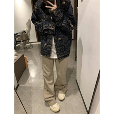 美式复古水洗做旧破洞牛仔外套男春秋满印潮牌夹克上衣LC6088-p75，男装夹克，星座1008