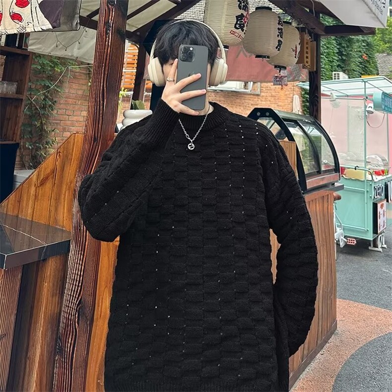 秋冬新款针织衫纯色圆领保暖毛衣男士休闲百搭潮流上衣W7008-P50,男装针织衫/毛衣,星座1109-3