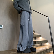 秋冬新款双面摇粒绒条纹织带抽绳休闲裤XZ604-K116-特P40控78，男装休闲裤，星座604