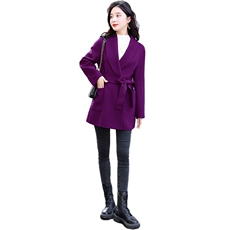 2025秋冬新款双面羊绒大衣简约时尚系带睡袍款中长款羊毛外套，女装双面呢大衣，媚琳依坊