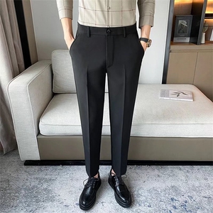 加绒加厚长裤韩版宽松直筒九分西装裤男士免烫修身小脚休闲西裤子,男装西裤,星座1116A-2（原606A-1）