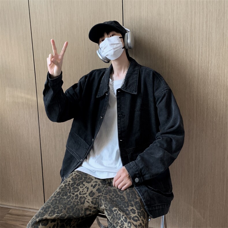 街头嘻哈刺绣翻领牛仔夹克男女春秋新款潮牌情侣痞帅外套~WT8001,男装夹克,星座601-2