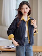 现货!2025年冬季时尚立领宽松纯色加厚女外套，女装棉衣/棉服，依恋蒂丝