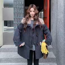6935数据款大货已出现货90白鸭绒羊羔毛拼羽绒服P295K448，女装派克服，2D034