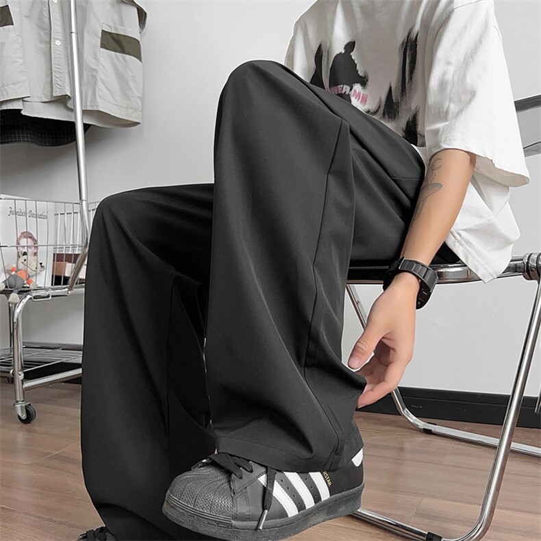 夏季大码抽绳松紧腰带褶冰丝防蚊直筒休闲长裤K8498-P25【特价】,男装休闲裤,电商A007