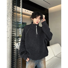 高端浅灰美式复古潮流拉链立领针织衫2026秋季新款男装毛衣MY9551，男装针织衫/毛衣，星座506