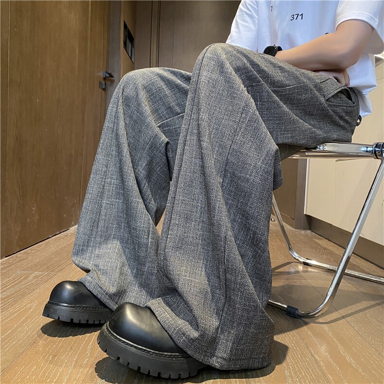抖音品质春季老钱风自带腰带宽松休闲西裤B315-K25632-P70控98,男装休闲裤,电商B315