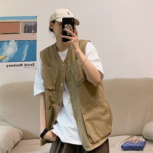 工装马甲男日系潮牌ins多口袋街头嘻哈坎肩情侣背心外套M206-p35图片