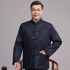 2026春款中老年风唐装外套男中式复古盘扣汉服爷爷过生日外套，男装民族服装，钱塘723