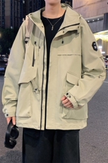 春秋户外冲锋衣男女同款防风防水连帽工装外套登山服夹克2481-P75，男装夹克，星座1403A