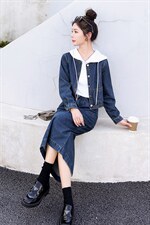 2024春秋季牛仔套裙女时尚两件套，女装套装/套裙，秋水欣儿