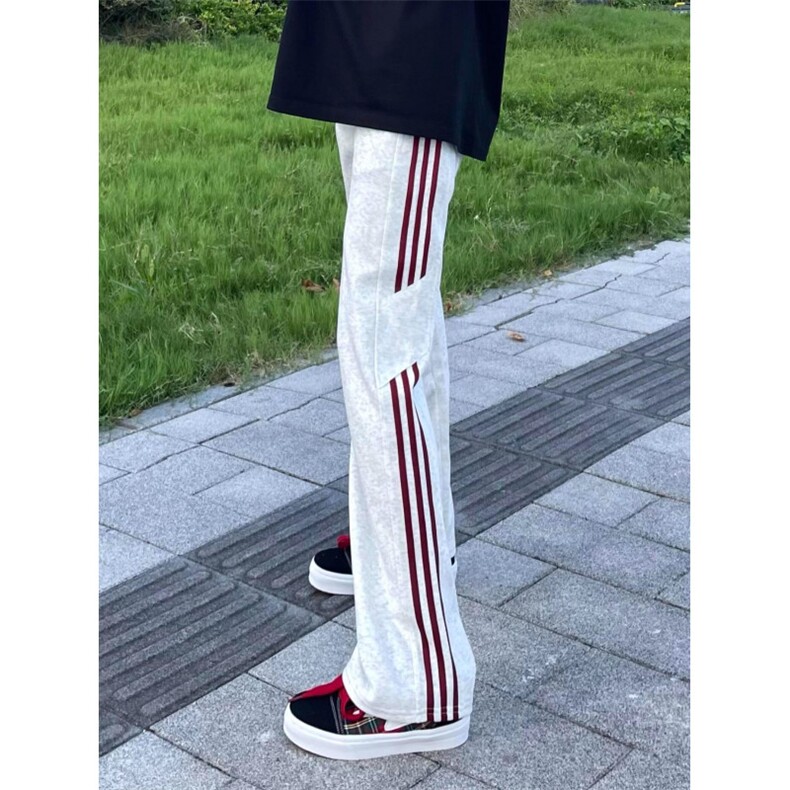 三条杠美式条纹弯刀卫裤男款秋季显瘦休闲裤子bf慵懒风阔腿长裤,男装休闲裤,星座506A