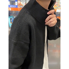 重磅秋冬北极绒双拉链毛衣开衫美式复古休闲慵懒风宽松针织衫外套，男装针织衫/毛衣，电商A486-1