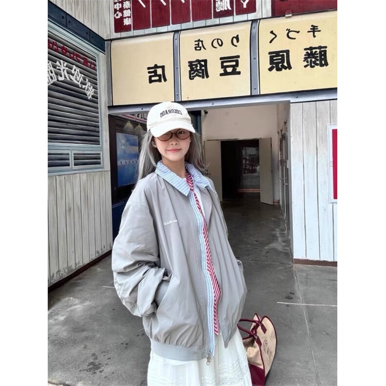 1506A/GTQJ2230/P69美式拼接格纹假两件夹克男女宽松秋季外套1,男装夹克,星座1506A