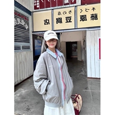 1506A/GTQJ2230/P69美式拼接格纹假两件夹克男女宽松秋季外套1，男装夹克，星座1506A