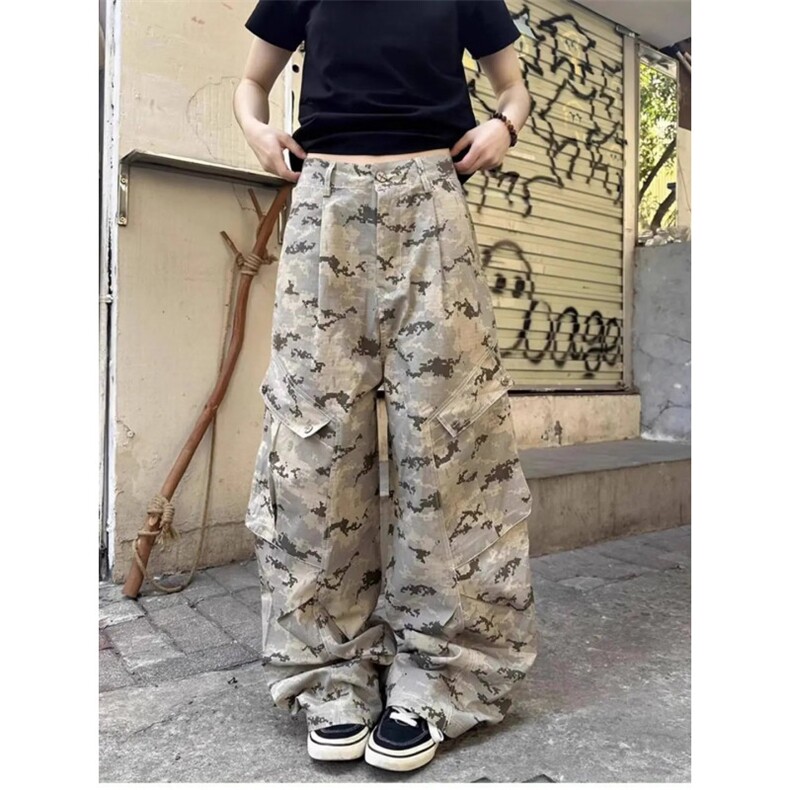美式复古迷彩弯刀牛仔裤男宽松阔腿多口袋设计长裤P55YW9101,男装牛仔裤,星座1112-1
